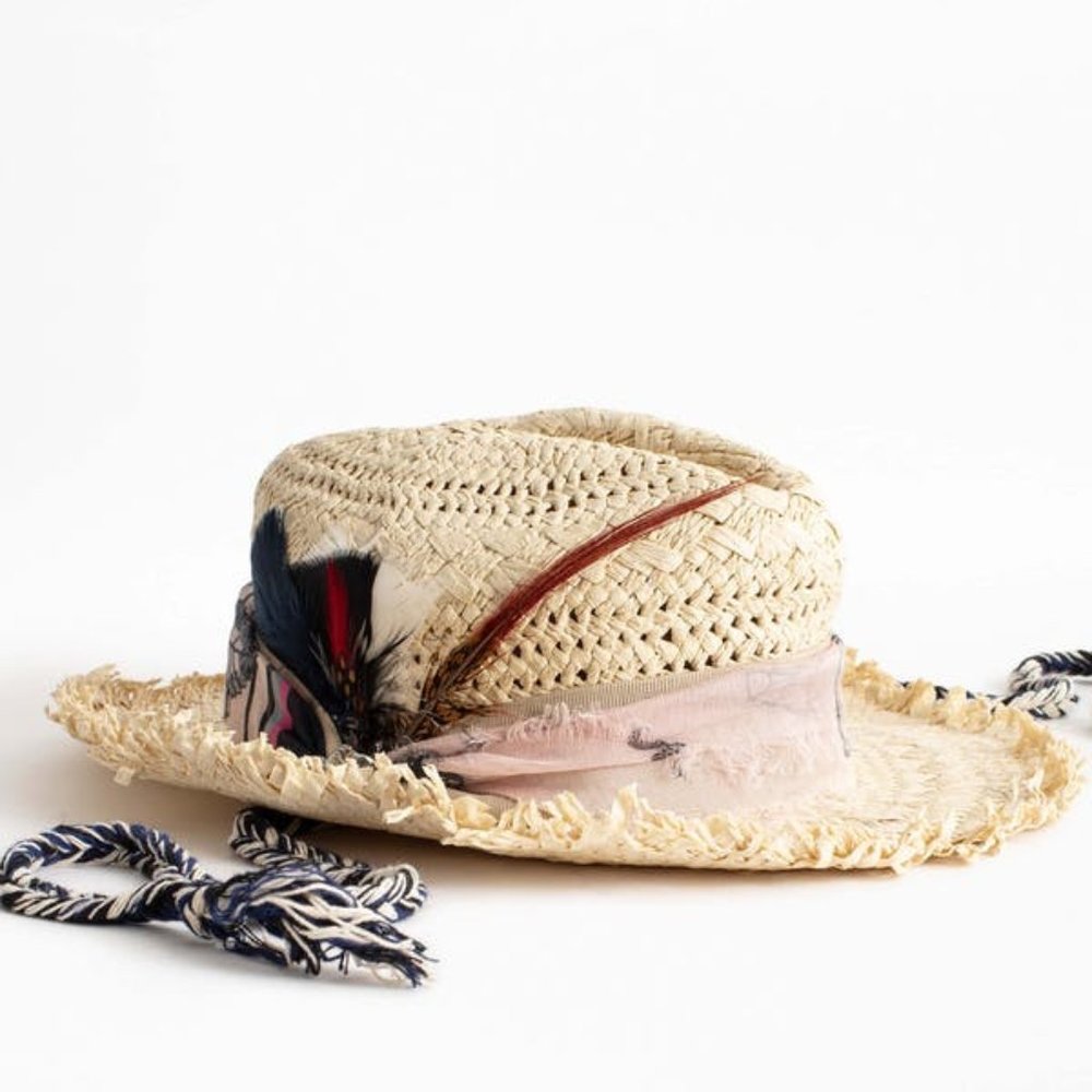 Zadig & Voltaire Florida Hat with cool skull and feathers embellishment